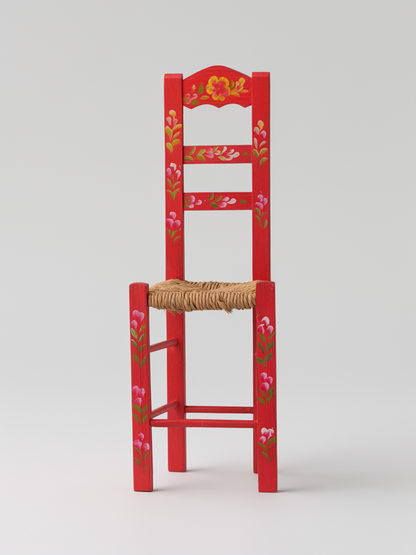 Hand-Painted Mexican Folk Art Chair from Tonalá | Floral Wood Accent Chair