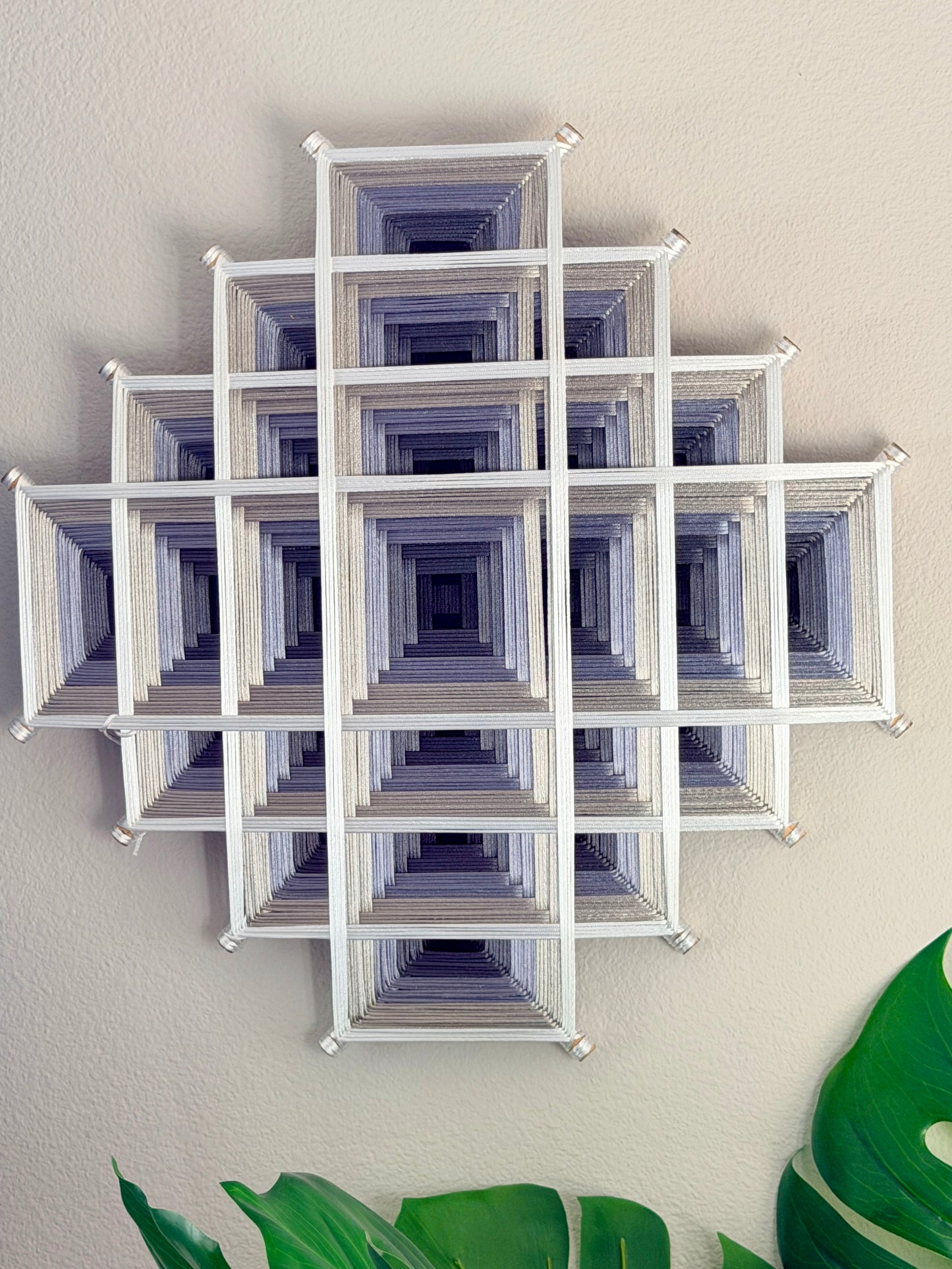 Sacred geometry wall hanging handcrafted in Oaxaca, Mexico by Cuicari Mandalarte for modern home décor