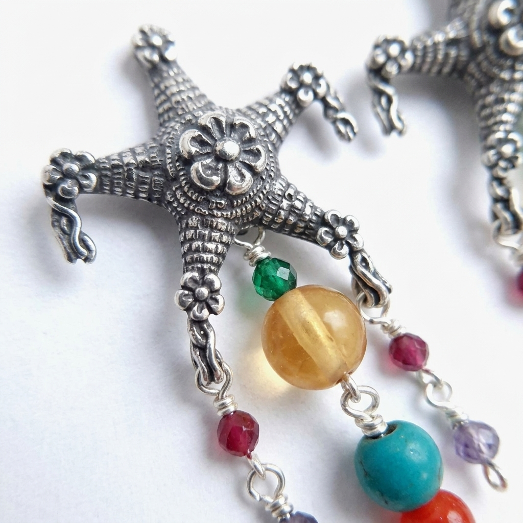 Handmade Mexican Piñata Amber Earrings | .925 Sterling Silver & Natural Gemstones | Gabriela Sánchez