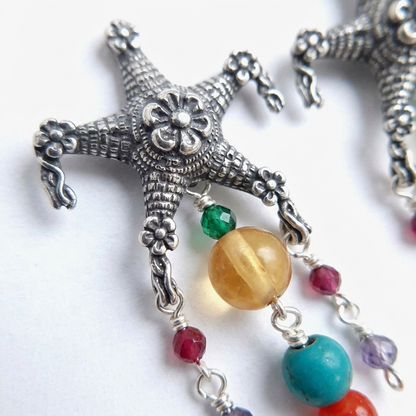 Handmade Mexican Piñata Amber Earrings | .925 Sterling Silver & Natural Gemstones | Gabriela Sánchez