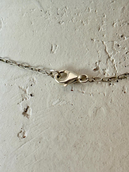 Mexican Silver Beaded Fringe Necklace: Artisan Stone Pendant