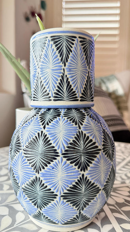 Hand Painted Mexican Bedside Water Carafe Set