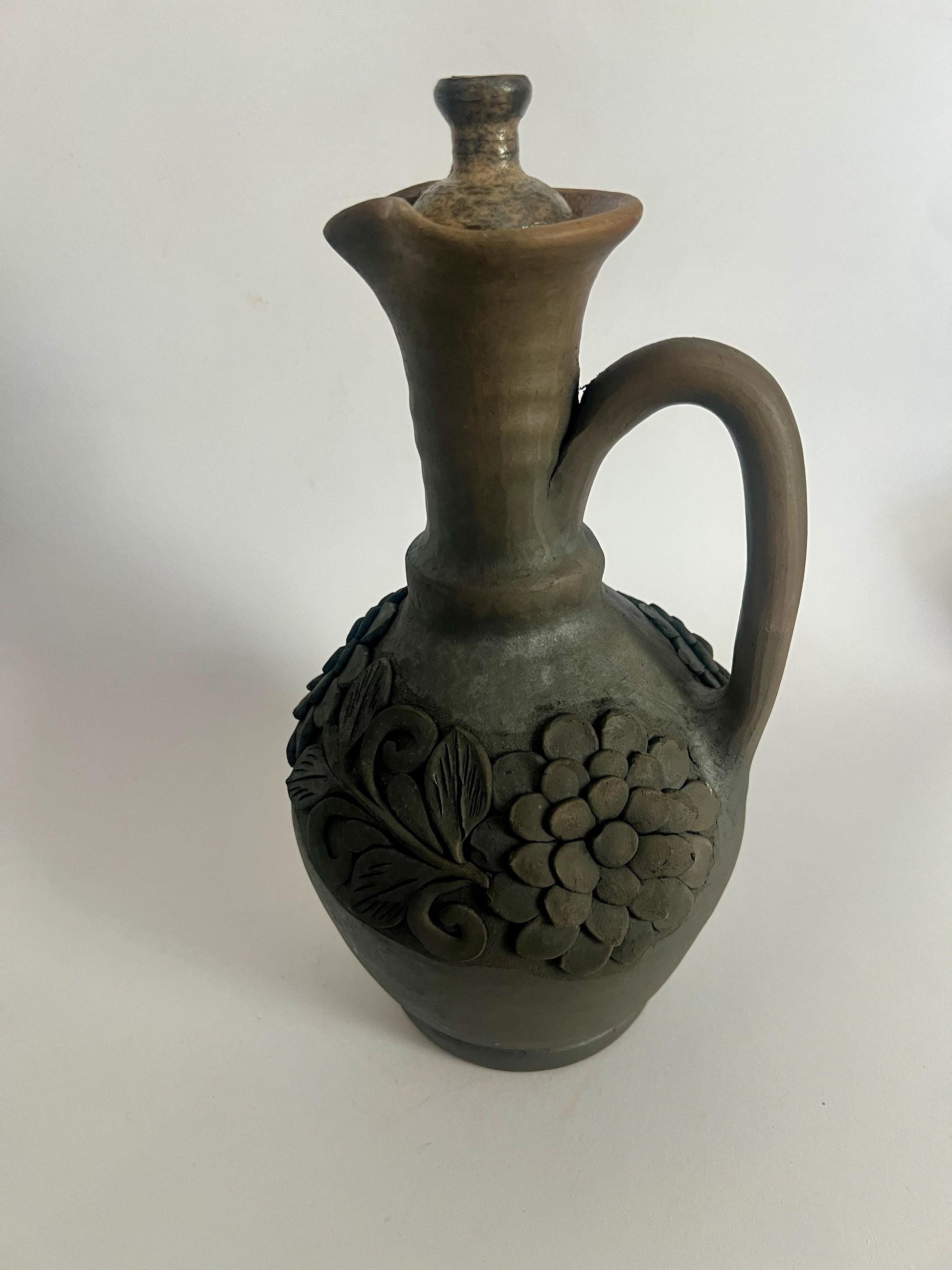 Handcrafted Oaxacan Barro Negro Decanter & Face Shot Cup Set