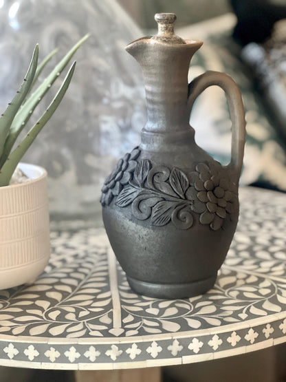 Handcrafted Oaxacan Barro Negro Decanter & Face Shot Cup Set