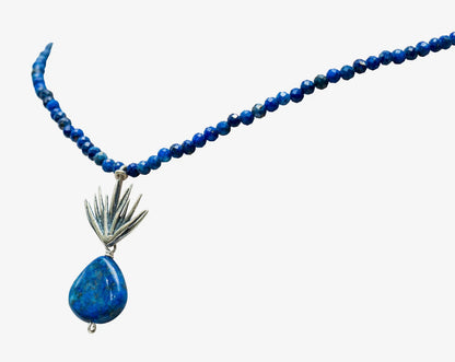 Lapis Lazuli Agave Necklace – .925 Silver Artisan Piece by Gabriela Sánchez