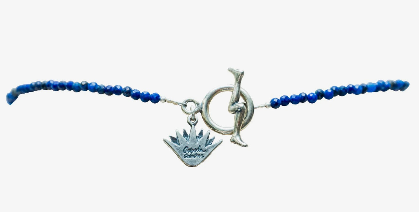 Lapis Lazuli Agave Necklace – .925 Silver Artisan Piece by Gabriela Sánchez