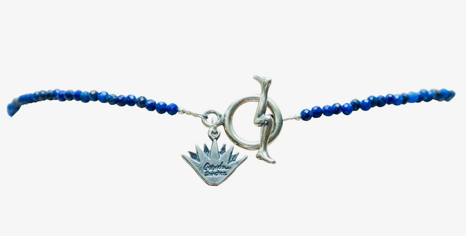 Lapis Lazuli Agave Necklace – .925 Silver Artisan Piece by Gabriela Sánchez