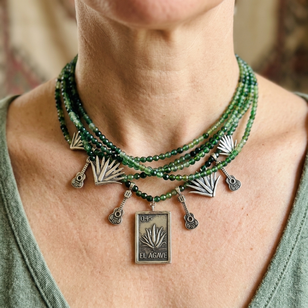 Green Onyx Sterling Silver Statement Necklace | Handmade Mexican Jewelry by Gabriela Sánchez Guadalajara