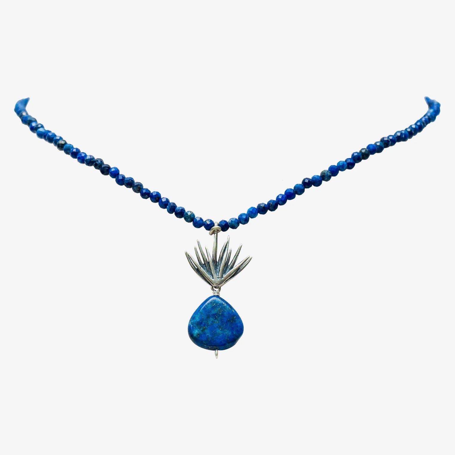 Lapis Lazuli Agave Necklace – .925 Silver Artisan Piece by Gabriela Sánchez