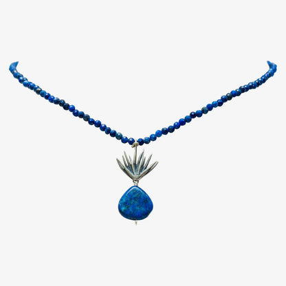 Lapis Lazuli Agave Necklace – .925 Silver Artisan Piece by Gabriela Sánchez
