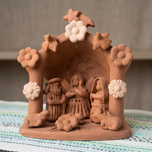 Handmade Mexican Clay Nativity Scene from Tonalá, Mexico