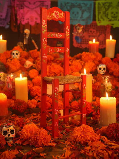 Hand-Painted Mexican Folk Art Chair from Tonalá | Floral Wood Accent Chair
