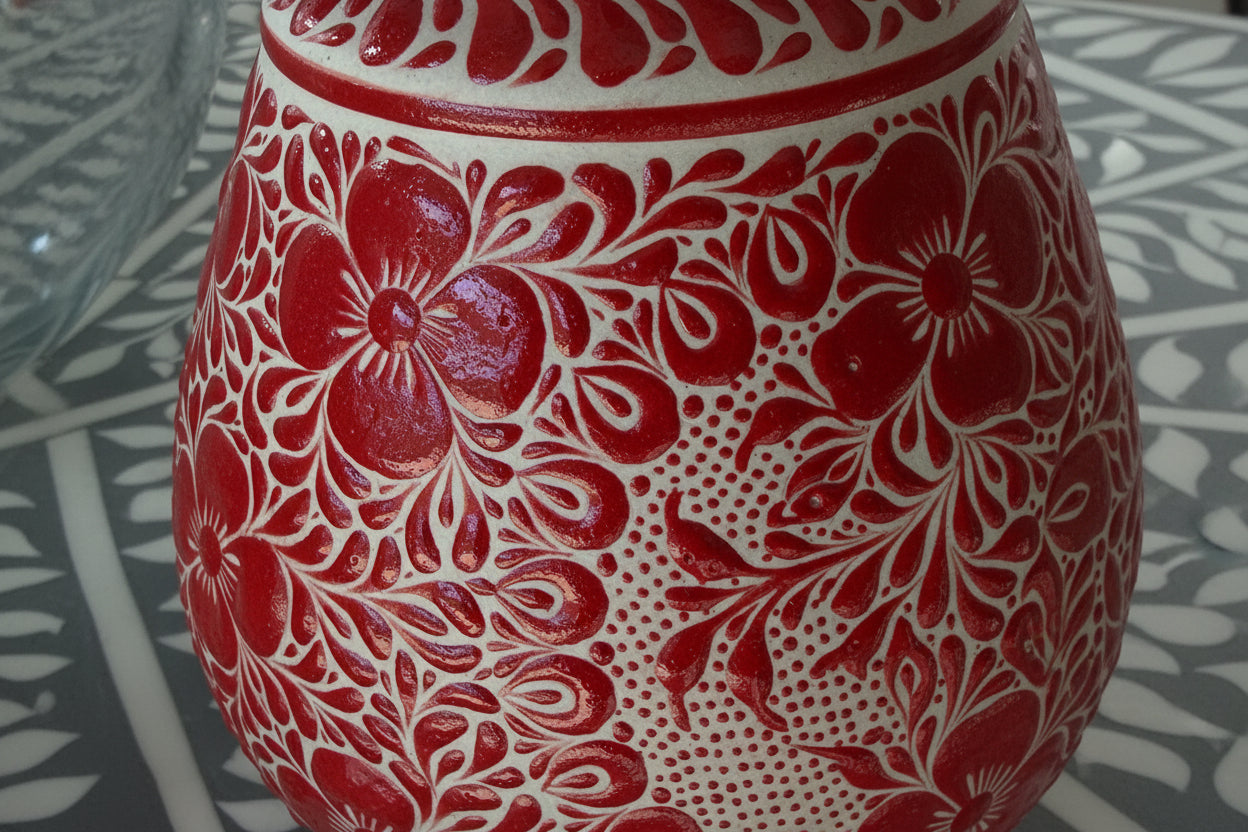 One of a Kind Hand Painted Talavera Style Ceramic Vase – Mexican Hummingbird Folk Art from Guanajuato