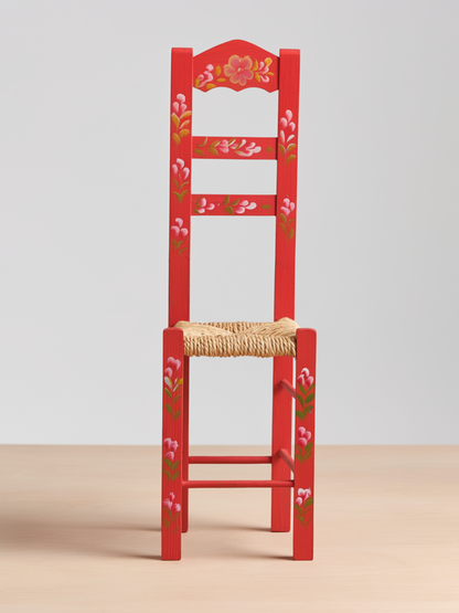 Hand-Painted Mexican Folk Art Chair from Tonalá | Floral Wood Accent Chair