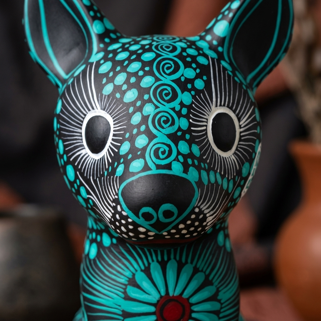 Hand Painted Mexican Ceramic Dog Figurine | Tonalá Folk Art Sculpture | Handmade Dog Lover Gift