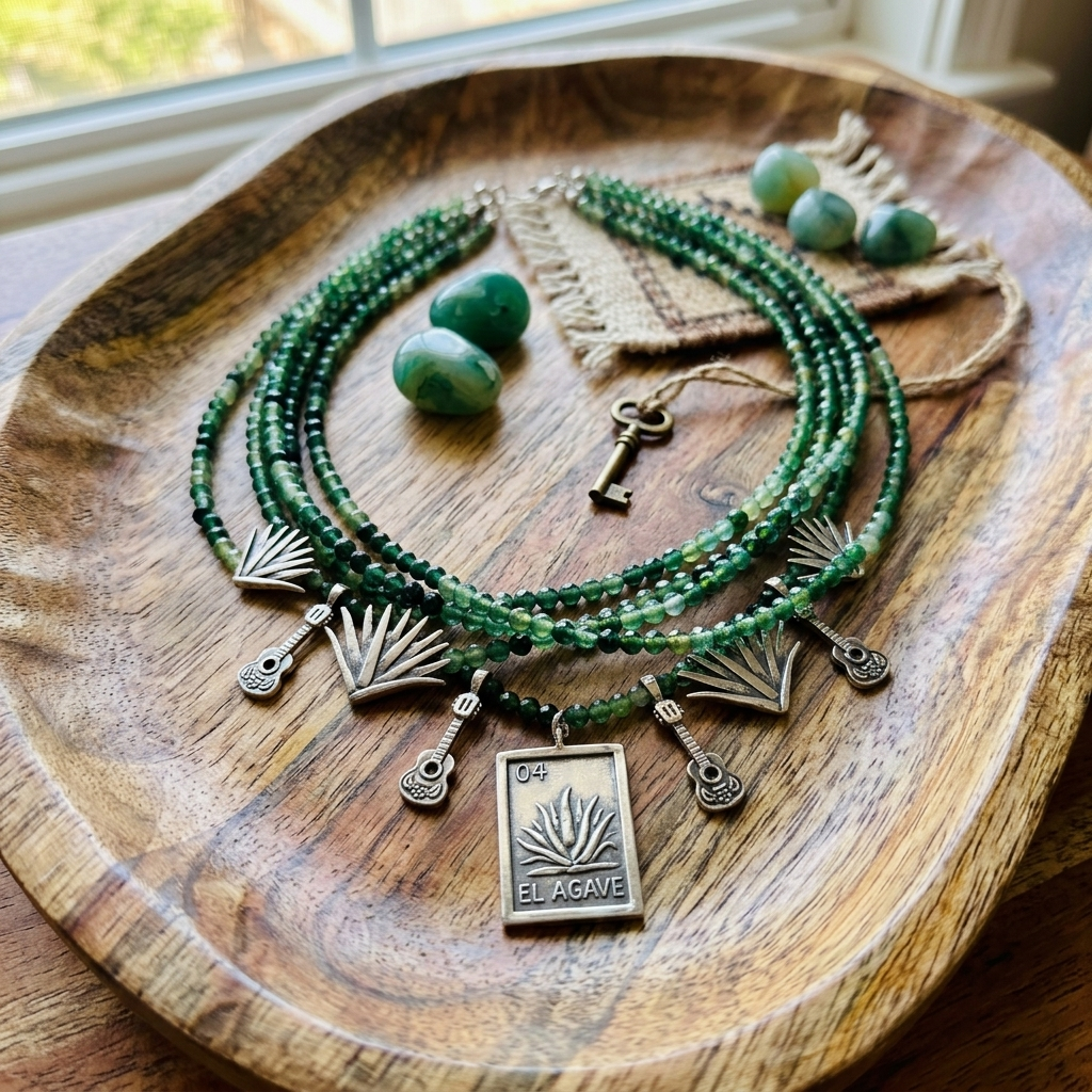 Green Onyx Sterling Silver Statement Necklace | Handmade Mexican Jewelry by Gabriela Sánchez Guadalajara