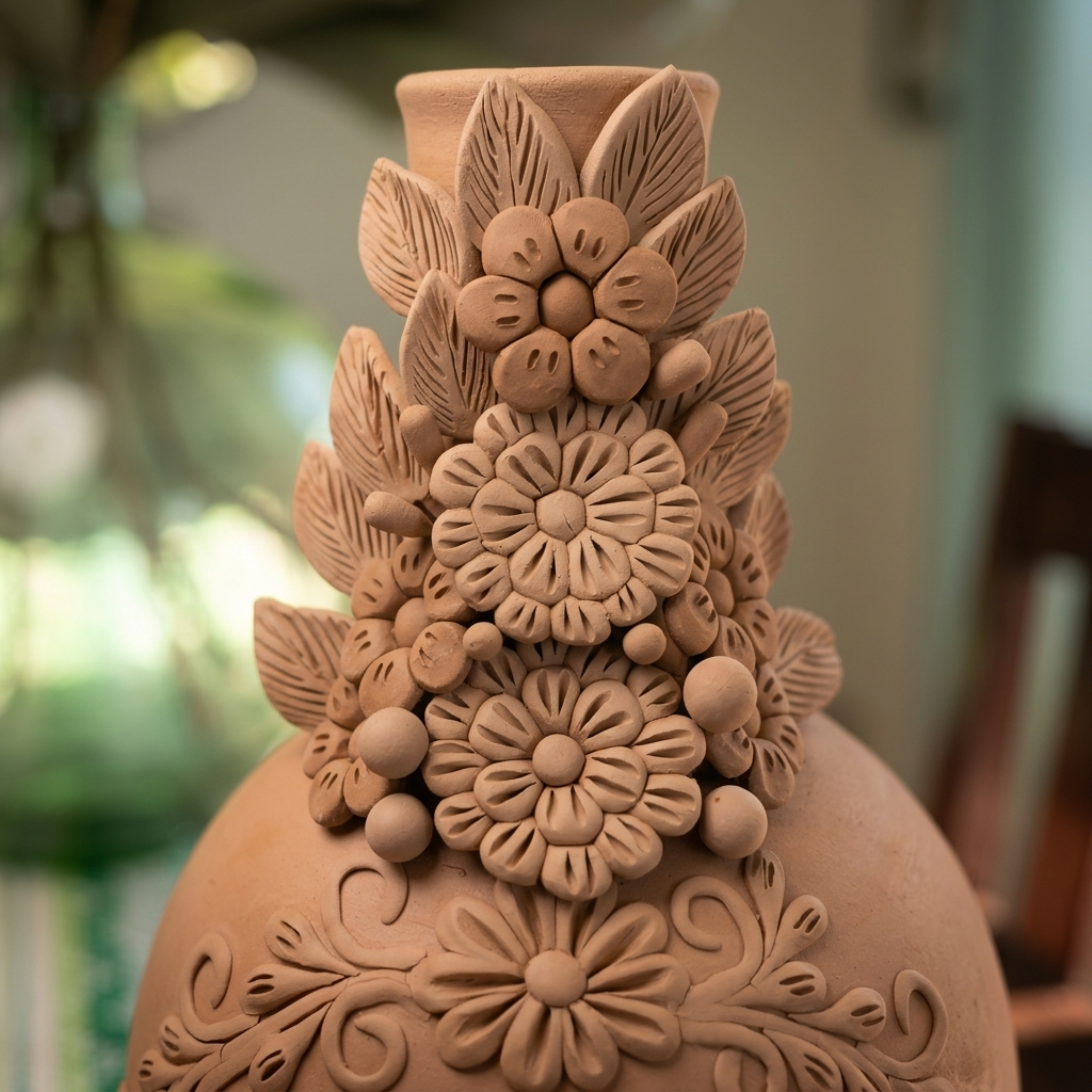 Handmade Oaxaca Clay Chimenea Vase by Patty Gaytan