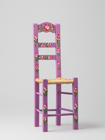 Hand-Painted Mexican Folk Art Chair from Tonalá | Floral Wood Accent Chair