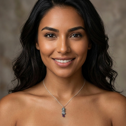 Mini Amethyst Muñeca Necklace .925 Silver by Gabriela Sánchez