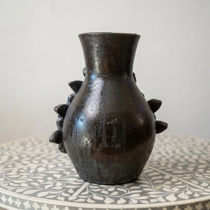 Tonala Clay Chiminea | Mexican Pottery Fireplace | Floral Folk Art Home Decor | Rustic Accent | 9 Inch