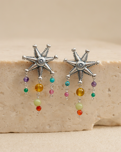 Mexican Piñata .925 Sterling Silver Gemstone Earrings – Mucha Fiesta Colorida