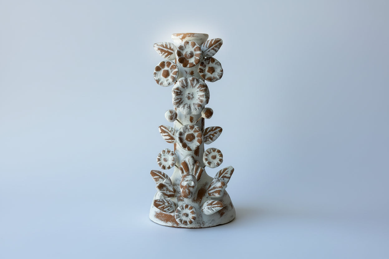 Handmade Day of the Dead Skull Candlesticks – Mexican Floral Calavera Candle Holders Set of 2