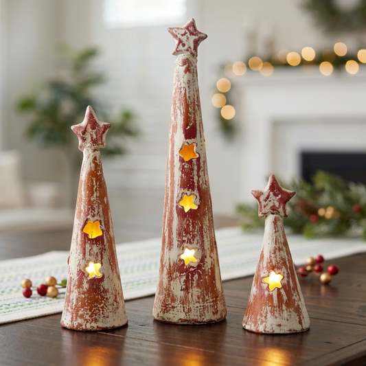 Mexican Pottery Christmas Tree Set of 3 | Tonalá Decor