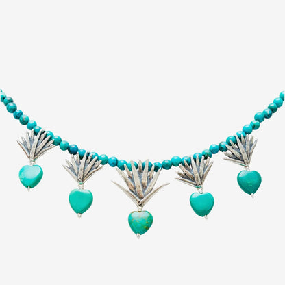 Turquoise Agave Necklace – Sterling Silver Handmade Mexican Jewelry