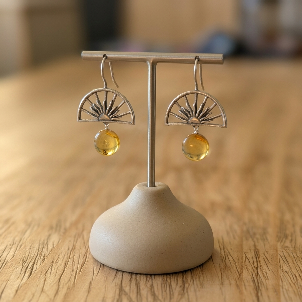Ray of Sunshine Sterling Silver Earrings – Handmade Mexican Celestial Jewelry by Gabriela Sánchez