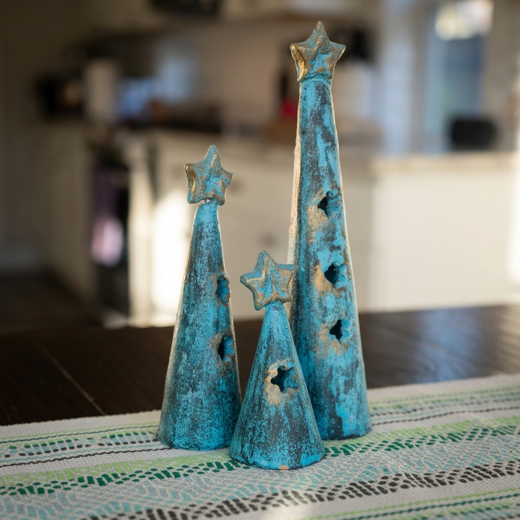 Mexican Pottery Christmas Tree Set of 3 | Tonalá Decor