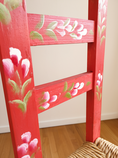 Hand-Painted Mexican Folk Art Chair from Tonalá | Floral Wood Accent Chair