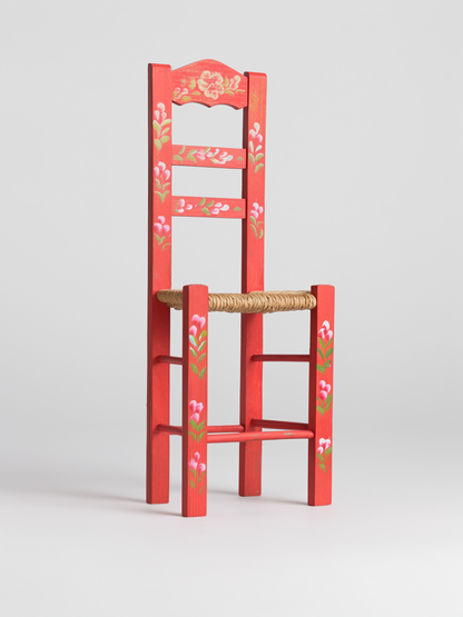 Hand-Painted Mexican Folk Art Chair from Tonalá | Floral Wood Accent Chair