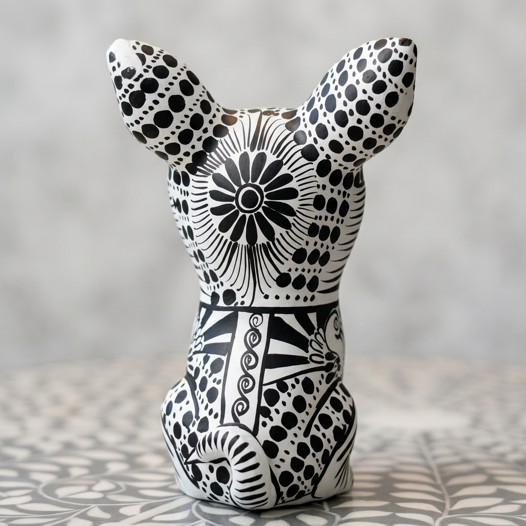 Hand Painted Mexican Ceramic Dog Figurine | Tonalá Folk Art Sculpture | Handmade Dog Lover Gift